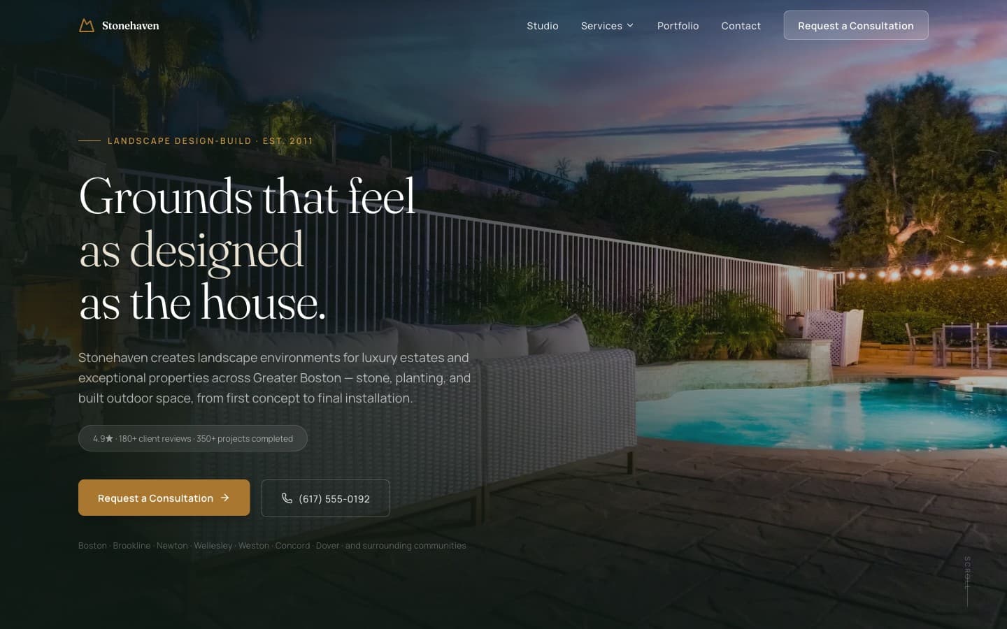 Landscaping & Design-Build website template — header preview