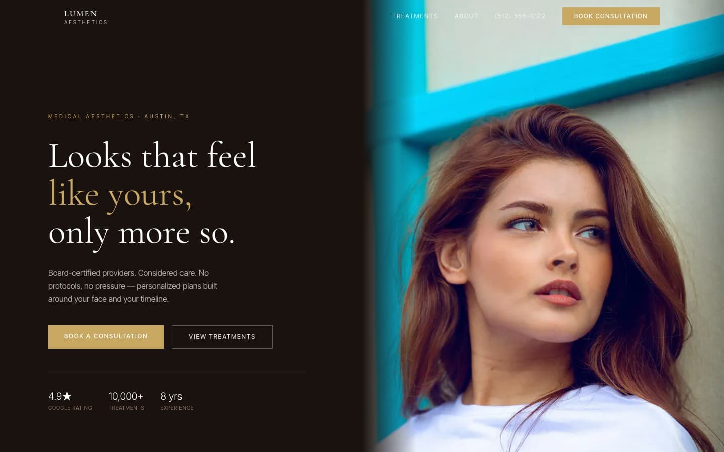 Med Spa & Aesthetics website template — header preview