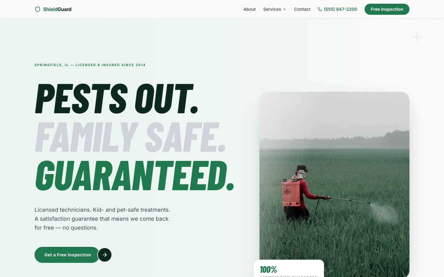 Pest Control website template — header preview