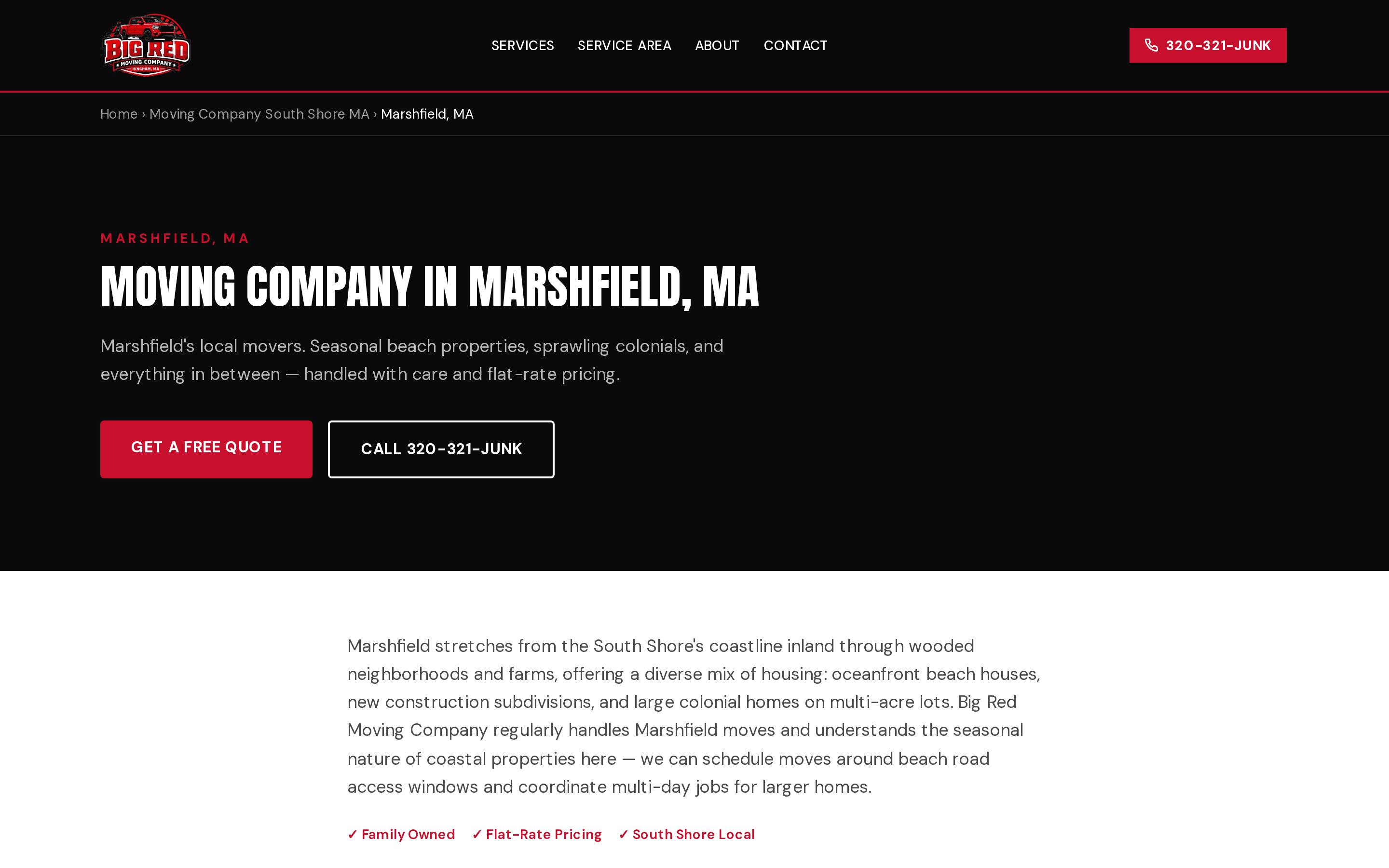 Big Red Moving Company — mobile view