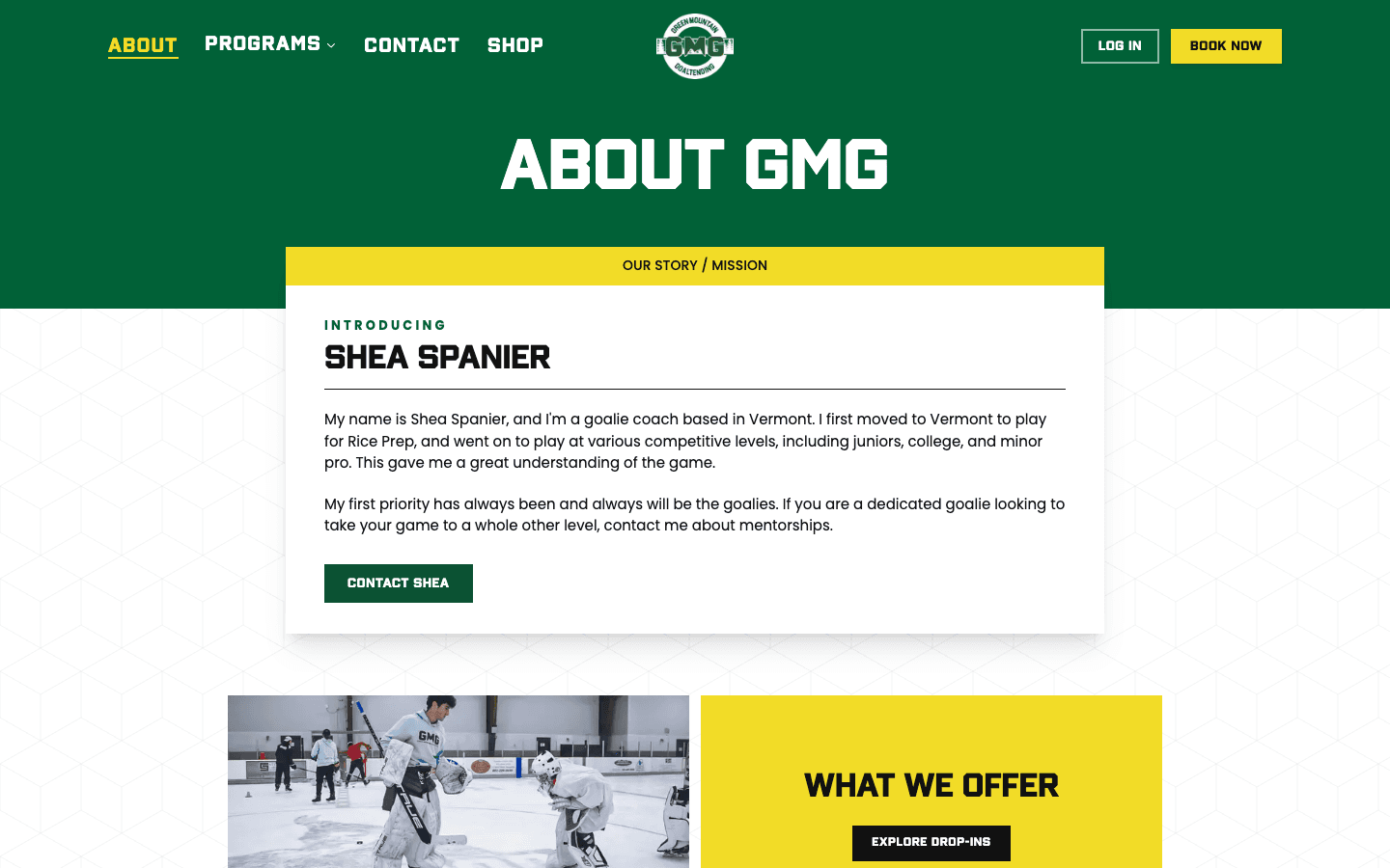 Green Mountain Goaltending — mobile view