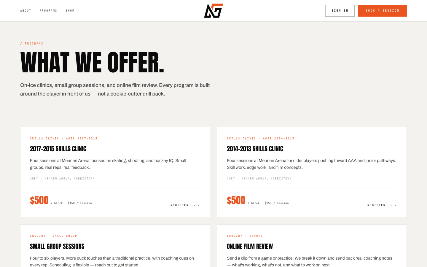NexGen Hockey — site view