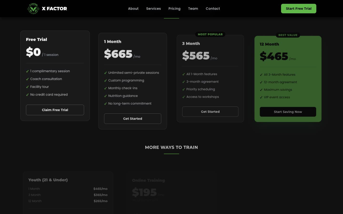 X-Factor Athletic Performance — site view